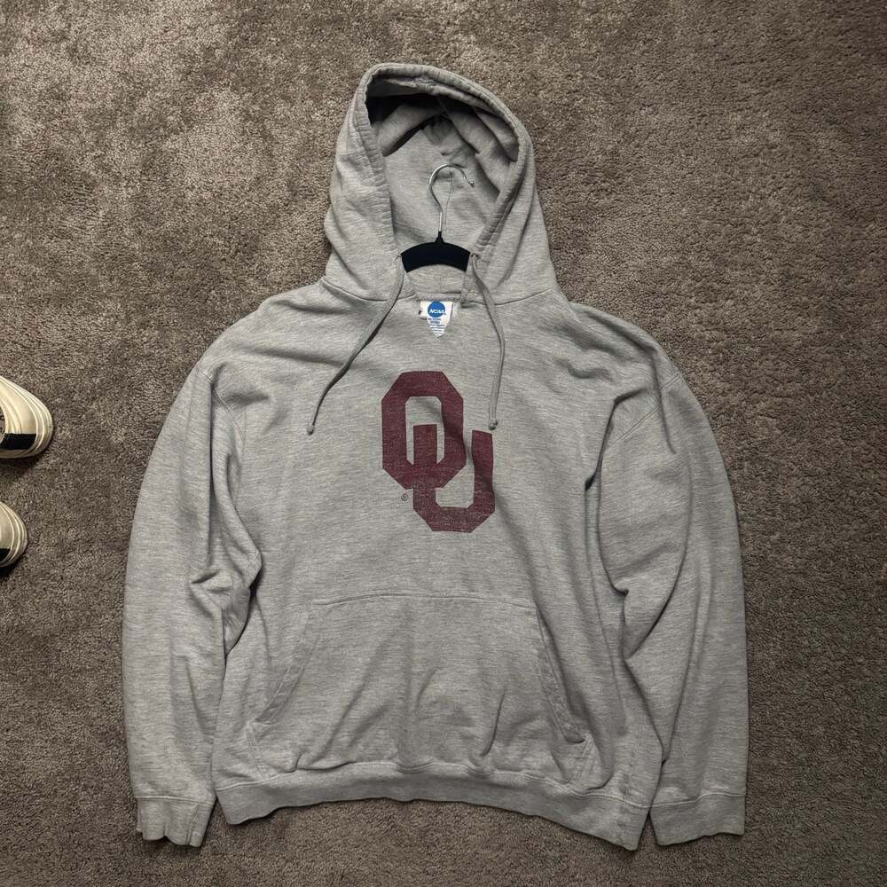 NCAA University of Oklahoma Sooners Gray Hoodie Sweatshirt Size XL